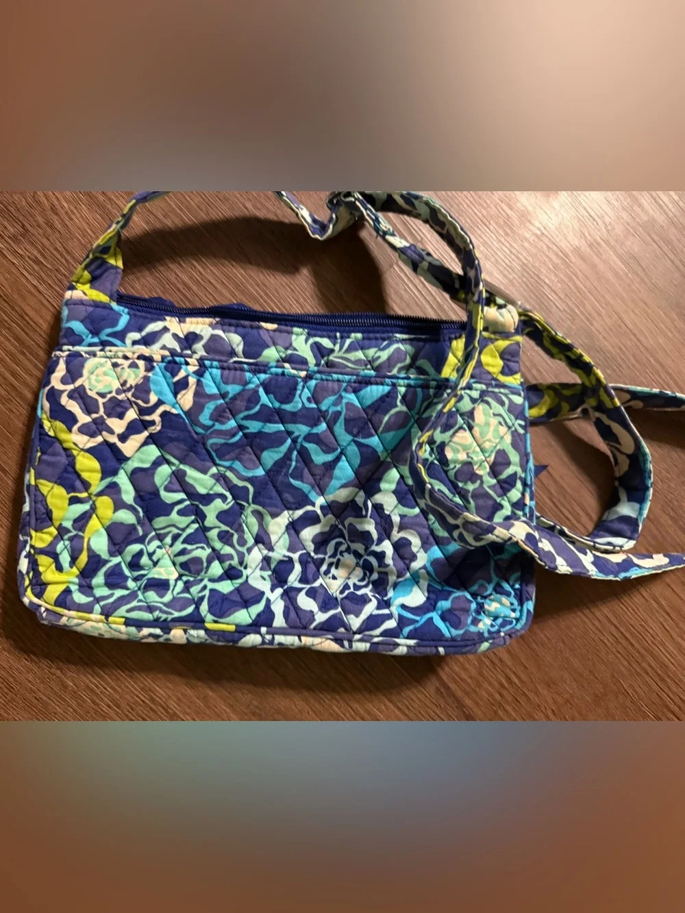 Vera Bradley Navy & Aqua Floral Quilted Crossbody Bag